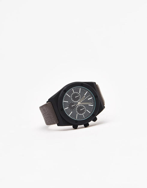 Watch with leather strap